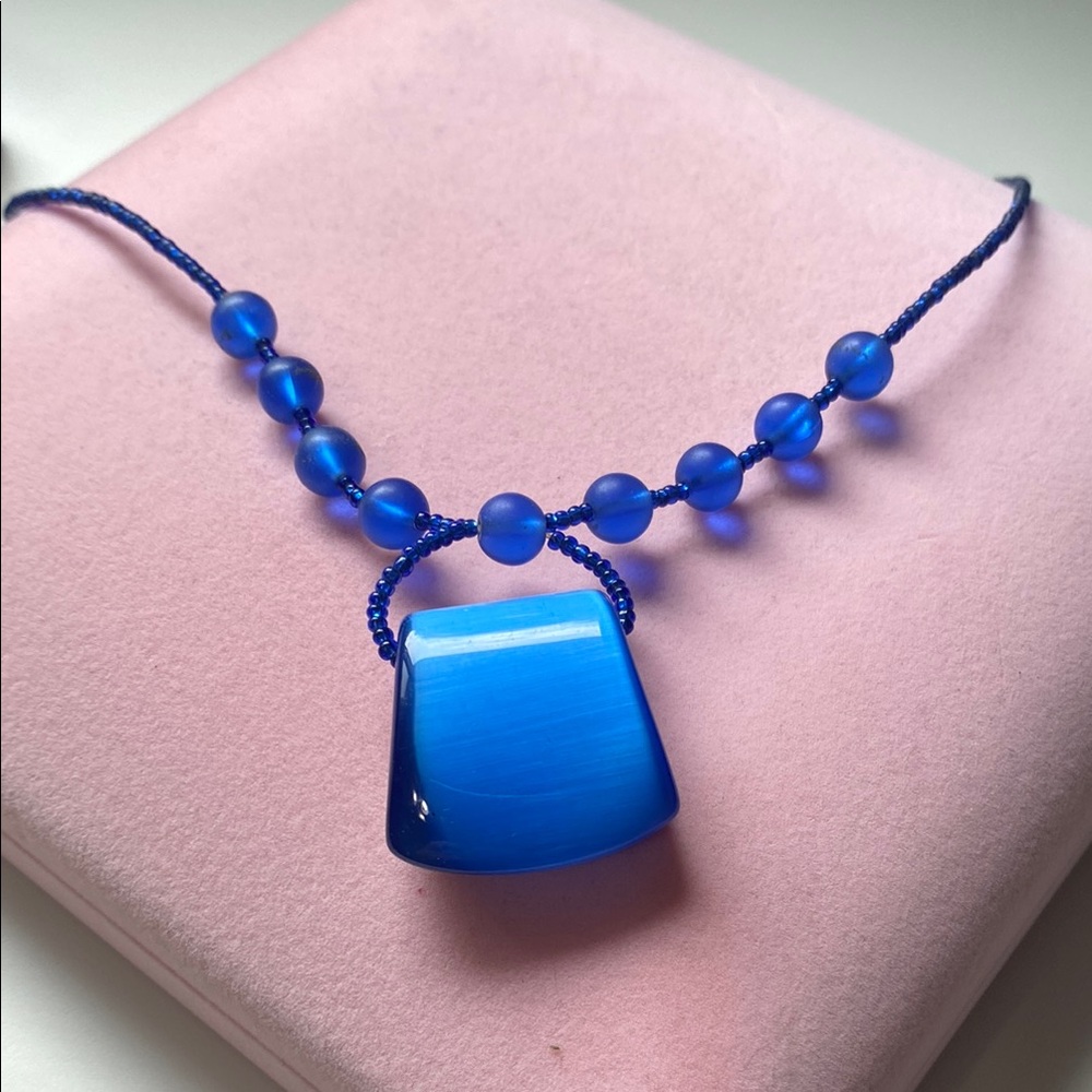 Elegant Blue Beaded Necklace. Like NEW!